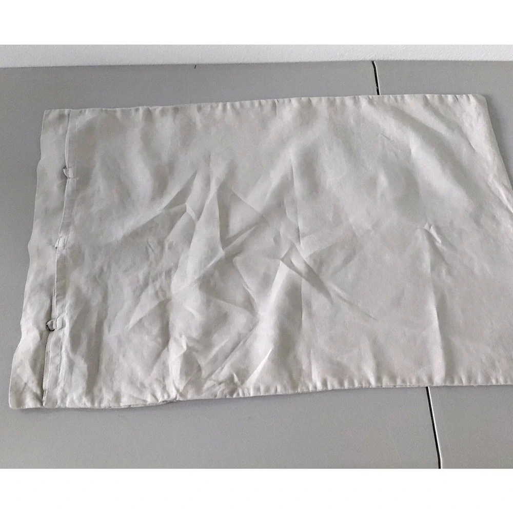 IKEA Linen Pillow Shams QUEEN Set of 2 Khaki Beige Knot Tie Detail Luxury Chic